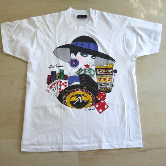 Vintage Dina Michaels Las Vegas Graphic White T-Shirt Carol Joseph Design Womens - Picture 4 of 16